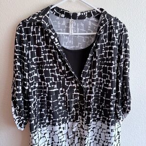 Perseption Black and White Abstract Top